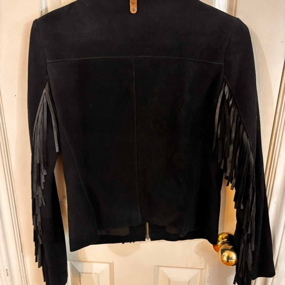 Mackage X Aritzia black suede jacket with fringe - Picture 3 of 6